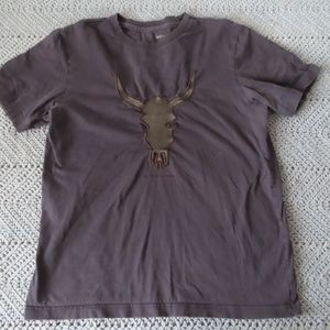 DANIEL WON Man's LEATHER BULL SKULL T-Shirt  Size M  Retail $125